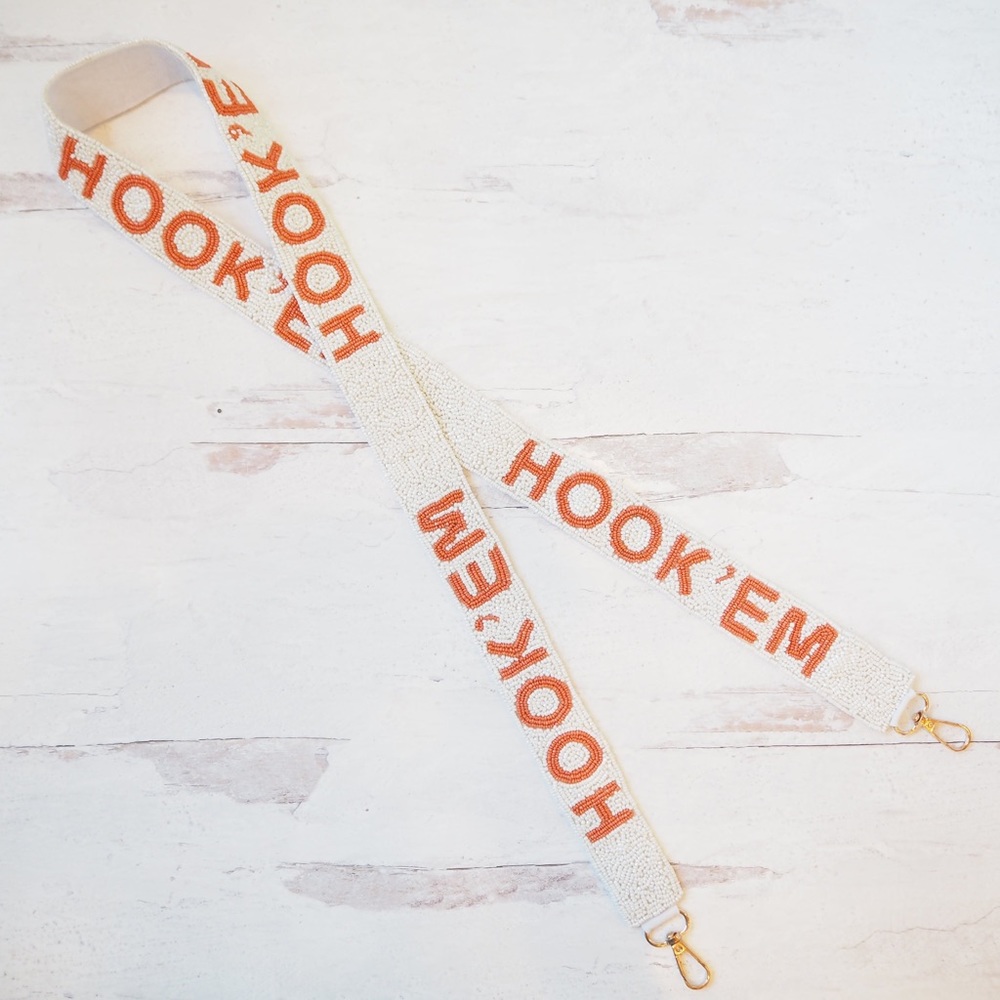 Beaded Hook ‘Em Texas Collegiate Game Day purse strap